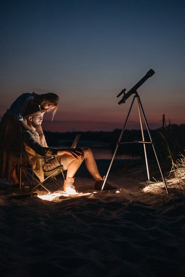 Admiring stars through a telescope